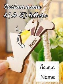 LICVIC Personalized Easter Letter Bunny Hanging Ornament With Name, Spring Home Decor Gift For Family Friends, Custom A To Z Alphabet Tag For Easter Basket, Customized Name Pendant, Sweet Bunny Gift Idea, Cute Farm Style Decor, Customizable Letter Choice