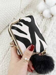 With A Pom-Pom Charm,Women Wallets Short Pu Leather Purses Zipper & Hasp Purse Multifunctional Large Capacity Money Bag For Women Coin Card Holders Lightweight,Fashion Modern,Business ZipperCredit Card Business Casual Teachers' Day,Teacher Gifts,For Anniversary,For Christmas Gift,For Birthday Gift,For Lady,For Female,White-Collar Workers