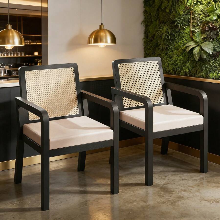 Dining Chairs - Black + Rubberwood - View 1