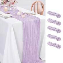 متر 120 / 10 قدم من شريط طاولة شفاف من الشيفون البنفسجي الخفيف، بأسلوب بوهيمي ريفي، شريط طاولة رقيق للزفاف والحفلات وأعياد الميلاد وديكور المنزل والمناسبات - ضوء ارجواني - مشاهدة 9