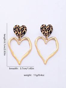 1 Pair Fashion Exaggerated Heart-Shaped Alloy Pendant Earrings, Suitable As Valentine's Day Gift - Yellow Gold - View 6