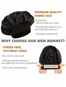 3pcs/1pc Silk Sleep Cap, Satin Hair Cap, Elastic Band Silk Sleep Cap, Silk Hair Band For Curly Hair, Solid Color Satin Sleep Cap With Wide Elastic Design, Comfortable Breathable Hair Care Cap, Essential For Back To School - Multicolor - View 8