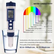 5 in 1 Water Quality Tester Digital Meter Water Quality Analyzer Detector PH/ TDS/ EC/ Temperature/ Salinity Testing IP67 Water Resistance Backlight Display - Azul - Ver 6