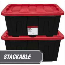 Large Storage Bin, 27 Gallon Plastic Storage Container With  Lid, Black And Red, Pack Of 4, Industrial - Gói 4 - Xem 7