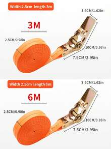 Heavy Duty Metal Buckle Cargo Lashing Straps, Strong Ratchet Tie Down Straps, Foldable, Wear-Resistant, Anti-Slip, For Securing Luggage, Fixing Cars, Tightening Tools, Tensioning Belts, Ratchet Tie Down Straps, For Transportation Of Luggage And Cargo, 3/6m Truck Lashing Rope Fasteners, Thickened Fastening Straps, Suitable For Cars And Trucks