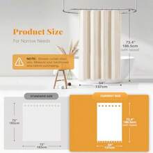 Boho Farmhouse Shower Curtain Linen Rustic Weighted Striped Cloth Shower Curtain Set With Tassel Water Repellent Bohemian Vintage Country Fabric Shower Curtain For Bathroom Cream/Beige 72x72 - A - 奶油色+54吋寬 x 72吋長(1 件裝) - 查看 3