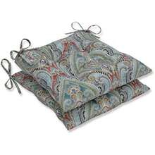 Pillow Perfect Almohadillas para silla de arrecife para exteriores e interiores, 15.5 x 14.5 pulgadas, azul, 2 unidades(Azul Cojines de asiento copetudos, (respaldo cuadrado), 19 x 18.5 pulgadas) - Multicolor - Ver 2