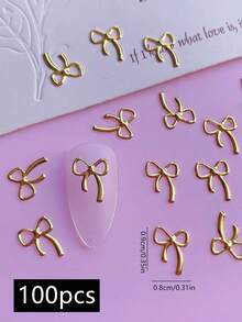 100pcs Metal Bowknot Nail Art Decorations, DIY, Y2K Punk Style Nail Jewelry, Nail Products, Nail Charms, Suitable For Nail Salons Nails Nail Supplies - Multicolor - View 10