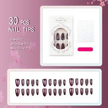 2025 New Handmade Nail Stickers, High-End Nail Wraps For Autumn/Winter, Brightening Effect Nails - Burgundy - View 4