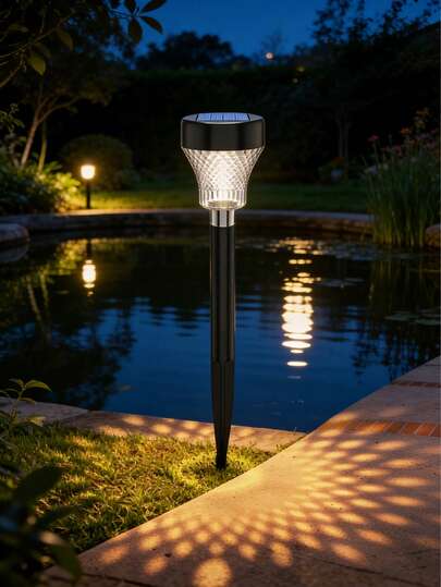 1pc-Outdoor Solar Landscape Light With Villa Garden Pattern, Yard Lights, Waterproof Ground Insert Lawn Lamp Outdoor Lights Garden Lights, Solar Lights Outdoor, Solar Outdoor Lighting Solar Aesthetic Hollow Lawn Light Decorative Path Lamp Garden Lawn Lamp Outdoor Waterproof Solar Led Landscape Garden Lighting, Outdoor Garden Decoration Solar Light For Garden Patio Courtyard Lawn And Tabletop, Courtyard Lights, Spring Garden Decoration, Outdoor Lighting