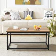 Mesa de Centro para Sala, Mesa de Centro Minimalista con Estructura de Metal, Fácil de Montar, Mesa para Cafe para Sala de Estar Oficina Balcón, 90x48x40cm - 1 - Ver 7