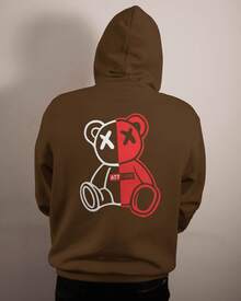 MOLETOM CANGURU STREETWEAR ESTAMPADO VARIAS CORES CAPUZ E BOLSO ESTILOSO PARA INVERNO-MOL 101 - Marrom - Visão 2