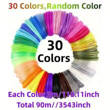 10/20/30/40色 - 3D打印笔PLA耗材，3D打印长线材，每种颜色长度3米/118.11英寸，总长度30/60/90/120米，直径1.75毫米，适用于3D打印机和3D打印笔，完美礼品，颜色随机，艺术创作，创意手工艺品，趣味设计，打印流畅。 - 彩色 - 查看 15