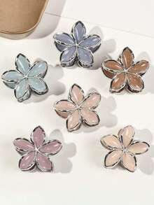 6pcs Cute And Sweet Light-Colored Daisy Hair Clip With Silver Trim And A Glossy Finish. A Simple And Versatile Design - Multicolor - View 2
