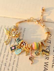 1 件友谊手链、音乐钢琴手链、动物蛇手链、复古迪斯科球手链 - 銀色 - 查看 5