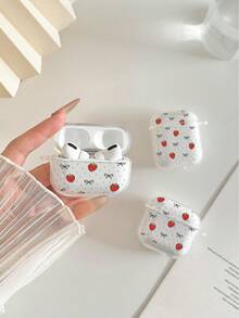 Funda de auricular Bluetooth de moda transparente con diseño de fresa, compatible con estuche , auriculares, estuche Pro 3, Pro (2.ª generación), 3, Pro, 1/2, 4