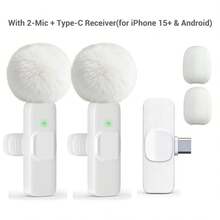 HITOZON Wireless Lavalier Microphone For IPhone/Android – Plug-Play Omnidirectional Clip-On Mic – Perfect For Podcast, Vlogging, Interviews, Teaching & Video Recording - White - View 11