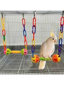 Colorful Parrot Swing, Plastic Swing With Clear Bells, Fun Boredom Relief Toy, Interactive Small Parrot Swing, Hanging Cage Enrichment Toy, Suitable For Small Parrots - Multicolor - View 7