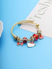SANRIO 1pc Hello Kitty Fashion Cute Cate And Butterfly Charms Bangle Bracelet Jewelry For Mom Women Gift - Star - View 2