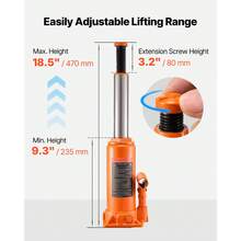 Gato hidráulico de botella de alta elevación de 10 toneladas (22 046 lb) para reparación de automóviles - 10 toneladas - Ver 3
