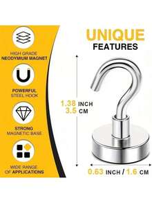 6pcs/Pack Silver D16/D25 Magnetic Hooks, Best Gift For Birthday, Graduation - Silver - View 7