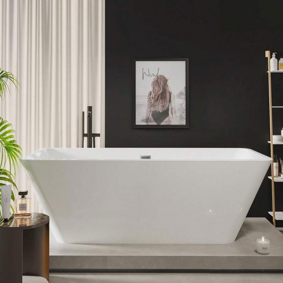 Freestanding Bathtub 66 Inch Soaking Tub For Modern Bathroom Remodel, Deep Home Spa Bath For Relaxation And Comfortable Bathing Experience - 66 Inches - View 1