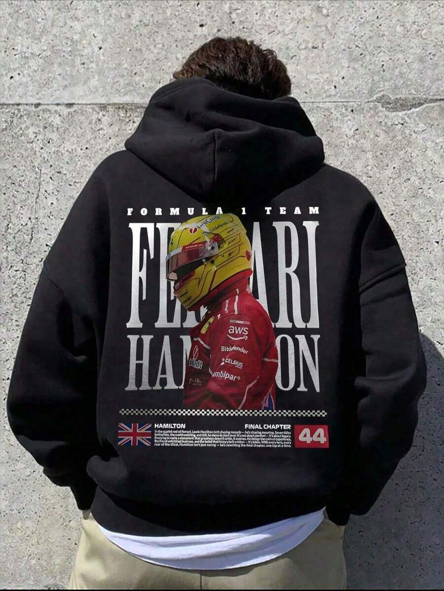 Hoodie, Vintage F1 Racing Sweatshirt, Retro  Hamilton Graphic Hoodie, Gift For  Fans-Unisex Women & Men's Daily Wear - màu đen - Xem 1