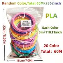 10/20/30/40色 - 3D打印笔PLA耗材，3D打印长线材，每种颜色长度3米/118.11英寸，总长度30/60/90/120米，直径1.75毫米，适用于3D打印机和3D打印笔，完美礼品，颜色随机，艺术创作，创意手工艺品，趣味设计，打印流畅。 - 彩色 - 查看 3