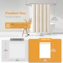 Boho Farmhouse Shower Curtain Linen Rustic Weighted Striped Cloth Shower Curtain Set With Tassel Water Repellent Bohemian Vintage Country Fabric Shower Curtain For Bathroom Cream/Beige 72x72 - A - 奶油色+60英吋寬 x 72英吋長(1 件裝) - 查看 3
