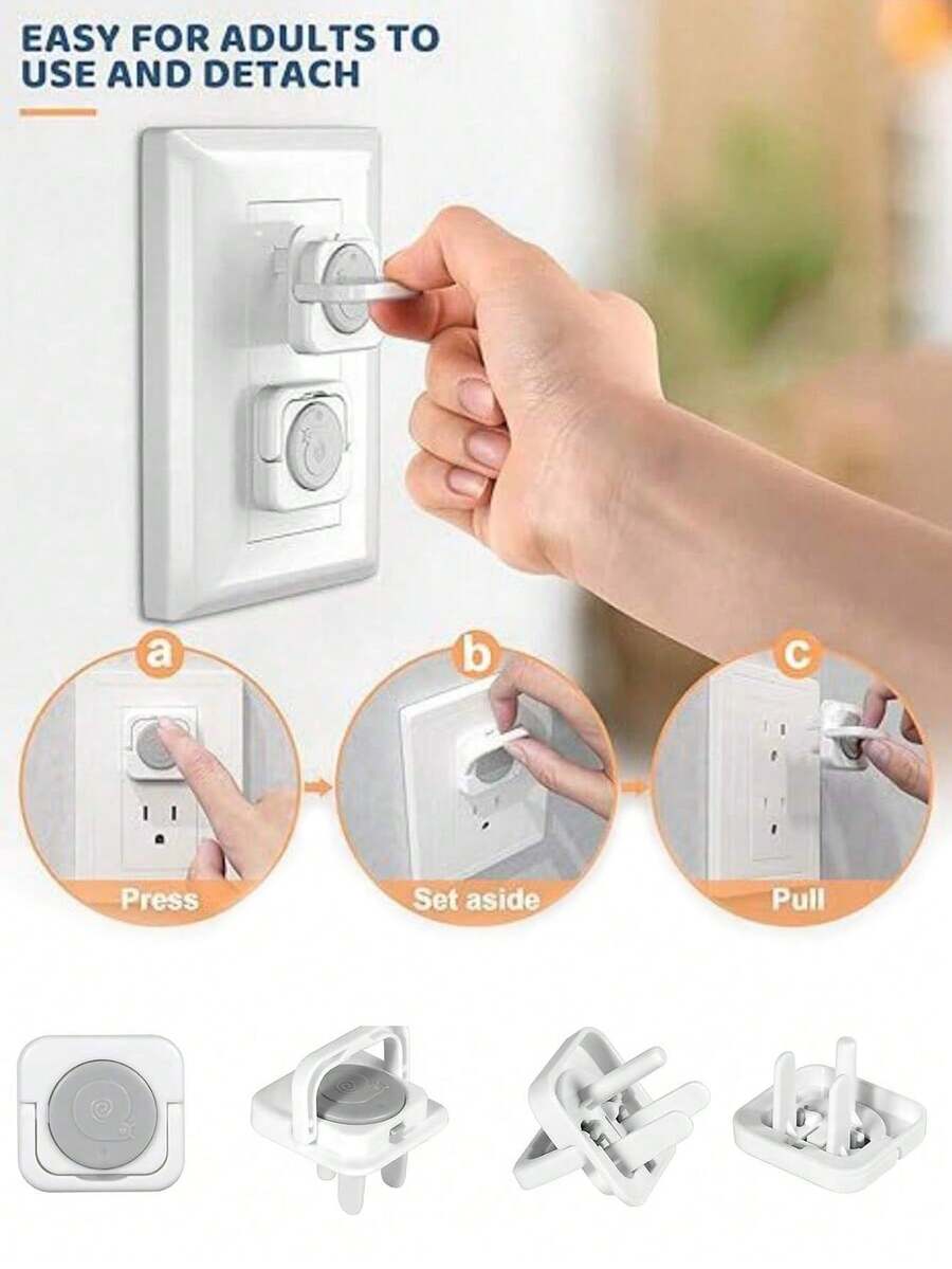 4/6/8pcs Plug Cover With Pull Handle Baby Proof Electrical Outlet Covers Safety Locks