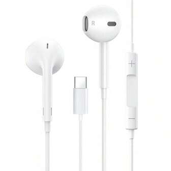 1 pièce Écouteurs stéréo HiFi filaires avec microphone et contrôle du volume, USB Type-C, compatibles avec 15/16 Pro Max/17 Air, iPad Pro, S23/S22/S21, Pixel 9/8/7/6, OnePlus et plus - Design intra-auriculaire ergonomique, matériau plastique, non étanche, isolation phonique, contrôle du volume par bouton, convient pour les écouteurs stéréo HiFi S24/S23/S22/S21 USB-C 3,5 mm avec microphone et contrôle du volume | Compatibles avec A53/A52/A34/A54 et 20