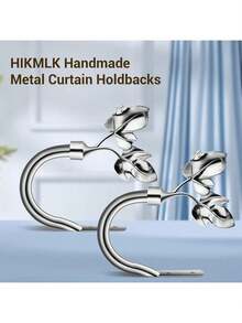 EstiloTendenciaAlzapañOs De Cortina De Aluminio Chapado En Cromo, 2 Piezas, Soportes BotáNicos Y Soportes Laterales, Tiradores De Pared Brillantes Para Cortinas Modernas, DecoracióN Del HogarCalidad PremiumVersióN Mejorada - Niquelado negro - Ver 11