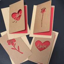 Vintage Kraft Paper Laser Cut Heart Shape With Envelope Teacher's Day Thank You Card, Elegant Greeting Card For Valentine's Day