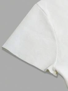 Women's Casual Simple Daily Commute Street Style Versatile Young Fashion Round Neck Straight Shoulder Metal Button White Slim Fit Short Sleeve Cardigan Top, Spring Summer - White - View 9