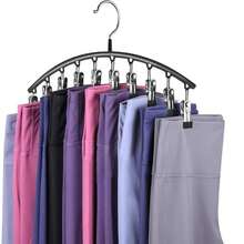1/2/4pcs Space-Saving Legging Hanger, 10-Clip Pants Organizer, Metal Closet Storage Rack For Yoga Pants, Skirts, Shorts, Wardrobe Hanging Holder - Black - View 10