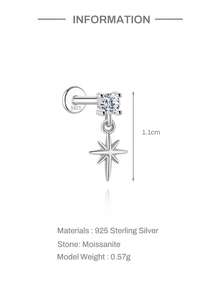EleRunis 1颗0.1克拉莫桑石水钻925纯银马眼形心月形耳钉，18K镀金平底耳骨耳廓穿刺耳钉，适合日常佩戴，也适合婚礼、派对、订婚、周年纪念、情人节等场合。 - 銀色 - 查看 19