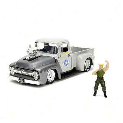 Simba 1/24 Escala 1956 F 100 Camioneta de Recogida con Figura de Gale, Modelo de Juguete de Aleación Fundida, Puertas Abiertas, Regalo Perfecto de Navidad y Cumpleaños para Niños y Coleccionistas