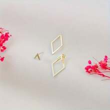 Boucles d'oreilles géométriques polyvalentes pour femmes - Bijoux minimalistes élégants à couches de diamants - Argent - Voir 4
