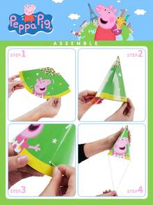 Hasbro 10个小猪佩奇纸质派对帽，孩之宝官方卡通主题派对用品，拍照道具，适合团体活动、聚会、桌面装饰、趣味派对装饰 - 彩色 - 查看 5