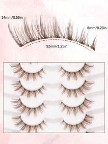 7 Pairs Brown Faux Mink Eyelashes, Transparent Stem, Fine & Thick Cat Eye Makeup, Fluffy & Natural, Transparent Stem, 3D Curly, Full Strip Lashes, Eyelash Extensions, False Eyelashes, Lashes, Fake Eyelashes - Cat Eye Lashes - View 6