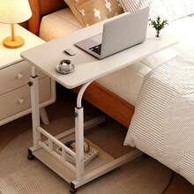 Adjustable Height Standing Desk With Rolling Metal Frame - Sturdy Computer Desk For Home Office, Workspace, Study Area, Dormitory - Spacious Surface & Convenient Storage Shelf - 4個輪子白色 - 查看 6