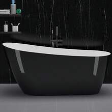 Freestanding Bathtub 59 Inch Black And White Acrylic Tub, Modern Soaking Bathtub For Small Bathroom Remodel And Relaxing Spa Bath - Black - View 5
