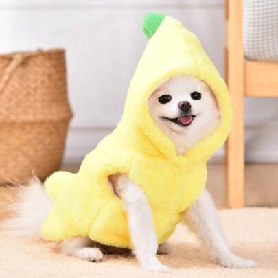 1 pieza Disfraz de mascota con forma de plátano, ropa de otoño/invierno para perros/gatos, disfraz de transformación de plátano divertido, ropa de invierno cálida, adecuado para perros y gatos pequeños, ropa de mascota linda