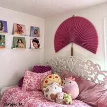 ChumDecor Fan Wall Decor,Large Bamboo Fan Wall Art For Boho Hanging Headboard,Decorative Folding Fan For Over Bed Decorations, (Pink, 31inch) - ColorF - 查看 7