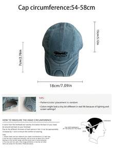 复古做旧牛仔棒球帽，男女皆宜的街头风刺绣水洗平沿帽 - 彩色 - 查看 3