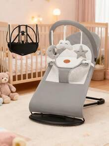 Baby Bouncer,Baby Swing, Portable Baby Bouncer Seat For Babies 0-18 Months, 3 Modes Of Use With Rocker And Stationary Options, Infant Rocker Chair With Hanging Toys,Baby's Birthday Gifts And Christmas Gifts,Comfort Rocking Chair,Hands Free Mom,For Infants And Toddlers, Baby Bouncer Seat, Baby Comfort Seat, Comfortable Baby Item, Soft,Newborn Gift,Baby Christmas Gift - Màu Xám nhạt - Xem 1