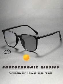 Men's Large Square Fashion Photochromic Eyeglasses Frame, Multifunctional Personalized Casual Frame, Great For Vacation, Outdoor Travel, Fashion Glasses, Personalized Commuting Decorative Glasses - Multicolor - View 12