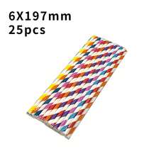 Paquete de 25/100 pajitas de papel a rayas de colores variados - 6 x 197 mm | Perfectas para café, cócteles, té con leche y como decoración para cumpleaños, bodas y fiestas en cualquier ocasión. Se disuelven en agua. - Multicolor - Ver 13