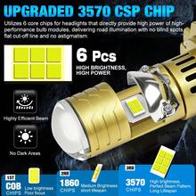 TOAUTO 2个80W 20000LM超亮H7 LED大灯灯泡，适用于汽车雾灯，高亮远近光一体 - H7 - 查看 2