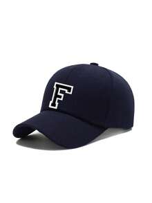 1pc A-Z Letter Kids Baseball Cap, Solid Color Boys Girls Baby Sun Hat, Adjustable Toddler Hip Hop Cap - Navy Blue - View 7